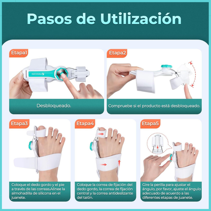 Corrector de Juanetes Ajustable con Botón - Separador de Dedos para Aliviar Presión y Rozaduras en el Pie