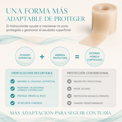 CURAROLL™ – (2 Unidades) Rollo Hidrocoloide Recortable para Granos, Espinillas, Rozaduras, Ampollas y Piel Superficial Irritada