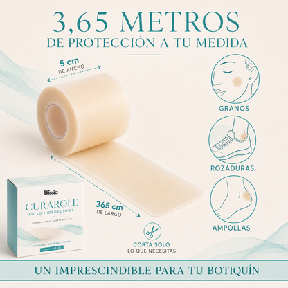 CURAROLL™ – (2 Unidades) Rollo Hidrocoloide Recortable para Granos, Espinillas, Rozaduras, Ampollas y Piel Superficial Irritada